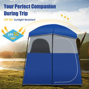 View Sturdy Double-Room Camping Privacy Shower Toilet Tent W/ Storage Bag image 3