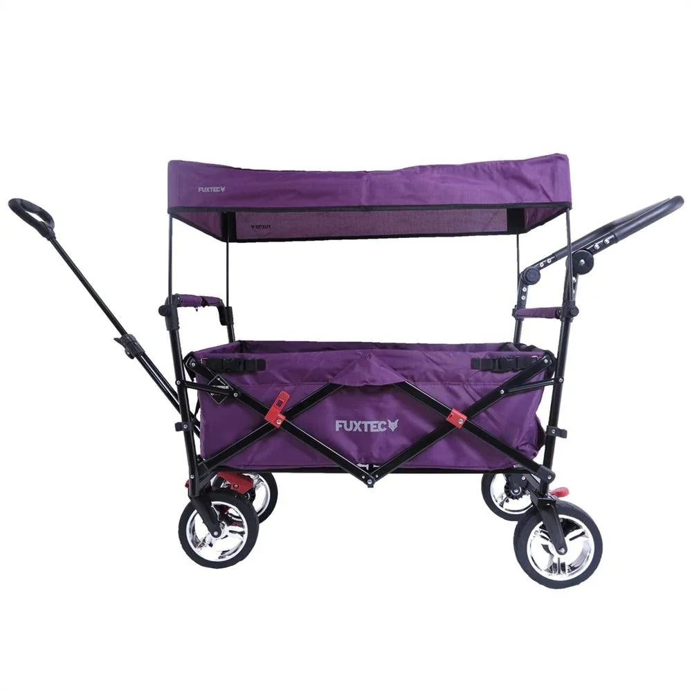 Bollerwagen FUXTEC FX-CT700, Carro Plegable Gris para el Transporte de niños, Ciudad, Campo, Playa o montaña - con Capota Anti-UV, asa de Empuje,