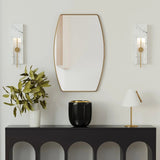 Modern Oblong Metal Wall Mirror, Decorative Elongated Hanging Mirror for Living Room, Bedroom and Entryway