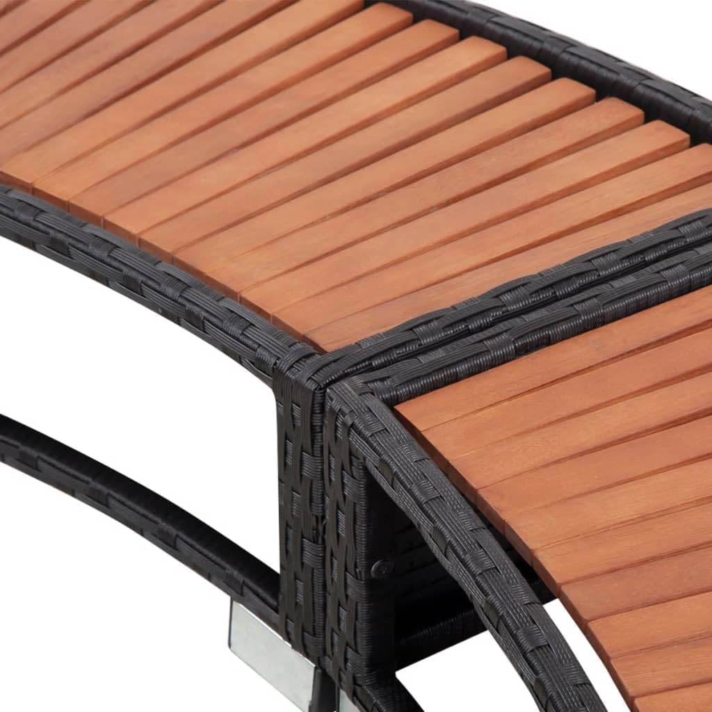 Hommdiy Umrandung mit Stauraum für Whirlpool Spa Schwimmbecken Poolumrandung Poly Rattan Schwarz Hartholz Rund Pulverbeschichteter Stahl Schwarz