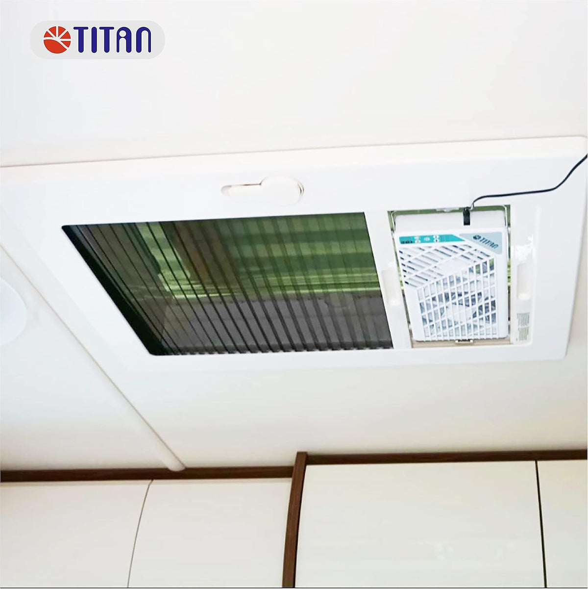 TITAN Leiser Dachventilator, 12 V Gleichstrom, 140 mm, doppelt, wendbar, Dachfensterventilator mit kabelloser Steuerung für Wohnmobil, Wohnmobil, TTC-