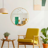 Modern Round Aluminum Wall Mirror, Decorative Circular Metal Frame Mirror for Living Room, Bedroom and Entryway