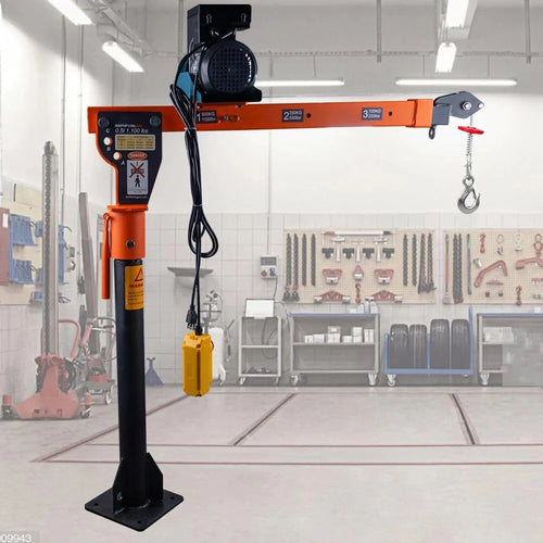 1100lb Folding Dismountable Household Hoist Truck Crane with Electric Hoist (110V) – 880lb Pulling Force, Jib Cranes for Factory, Warehouse,