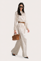 Terra Jacquard Button Down Blouse