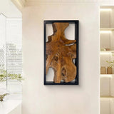 Abstract Live Edge Teak Wood Wall Sculpture, Natural Wooden Wall Art Decor for Living Room and Home Decoration