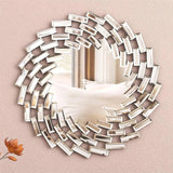 Round Sunburst Wall Mirror, Decorative Accent Mirror for Living Room, Bedroom and Entryway Home Decor