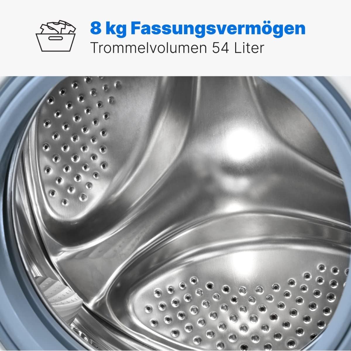 Bomann Waschmaschine 8kg | max. 1400 U/min | 10 Jahre Motor-Garantie | robuster, leiser & langlebiger Invertermotor | 15 Waschprogramme | LED-Display