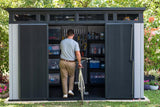 11 x 7-Ft. Resin Outdoor Storage Shed for Patio Furniture, Garden Tools, Bikes and Lawn Mowers