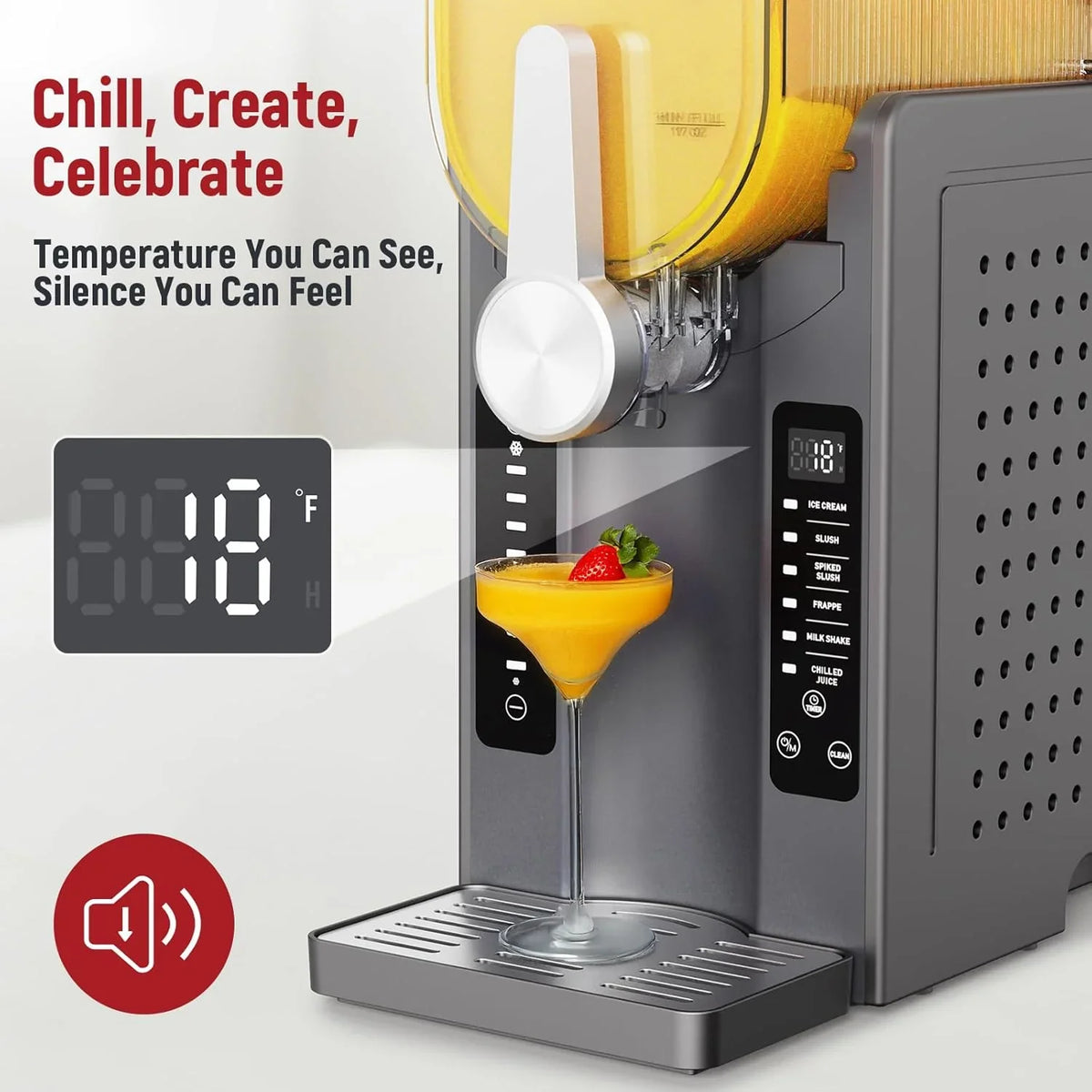 Slushie Machine: No Ice Needed All-in-One Slushy Maker for Home, Real-Time Temp Display, Auto-Clean, 6 Preset | Frozen Margaritas, Cocktails, Frapp茅s, Ice Cream, Smoothies, Milkshakes,Summer Parties