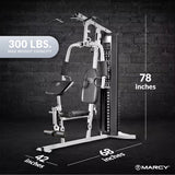 150-Lb. Weight Stack Home Gym with Dual-Function Arm Press and Leg Developer, Black/White