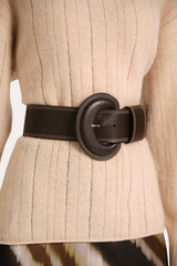 Round Buckle Leather Belt