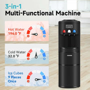 View ICEPURE Water Dispenser with Ice Maker, 3-in-1 Hot and Cold Water Cooler with Built-in Bullet Ice Maker Machine, 26.5lbs/24H, Top Loading for 3-5 Gallon Bottle, Child Safety Lock, Black image 2