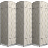 6 Panel Room Divider, 6ft Tall Extra Wide Folding Privacy Screen with Hand-Woven Mesh Panels