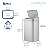 13 Gallon Touchless Motion Sensor Trash Can, Automatic Hands-Free Kitchen Garbage Bin with Sensor Lid