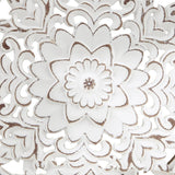 3-Piece Distressed White Floral Carved Wood Wall Decor Set, Vintage Medallion Hanging Art for Home Decoration