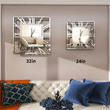 Large Modern Mirrored Wall Clock, Oversized Decorative Hanging Clock for Living Room, Bedroom and Home Decor