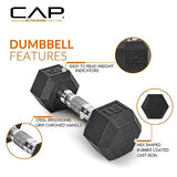 150 LB Coated Hex Dumbbell Weight Set with Vertical Rack, Black