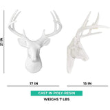 White Deer Head Wall Decor, Modern Decorative Animal Head Sculpture for Living Room, Bedroom and Home Decoration
