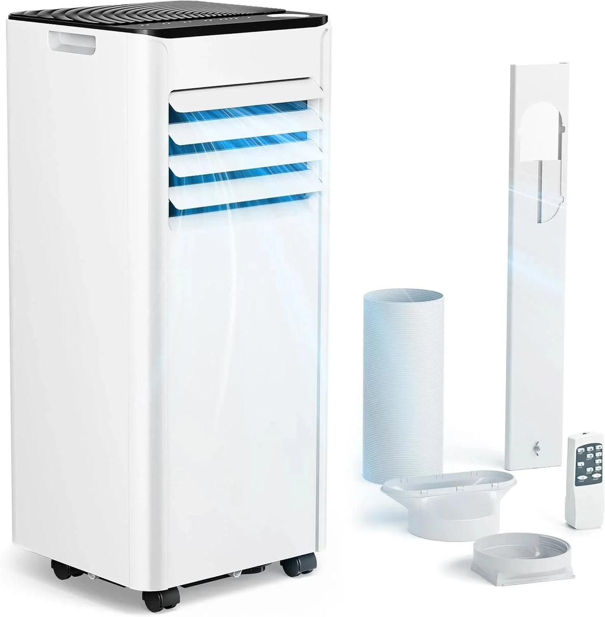 Mobile Klimaanlage 9000 BTU mit Abluftschlauch | 4-in-1 Mobiles Klimagerät | Leiser Betrieb