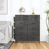 12 Drawer Fabric Dresser, Tall Bedroom Chest of Drawers with Storage
