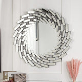 Round Sunburst Wall Mirror, Decorative Accent Mirror for Living Room, Bedroom and Entryway Home Decor